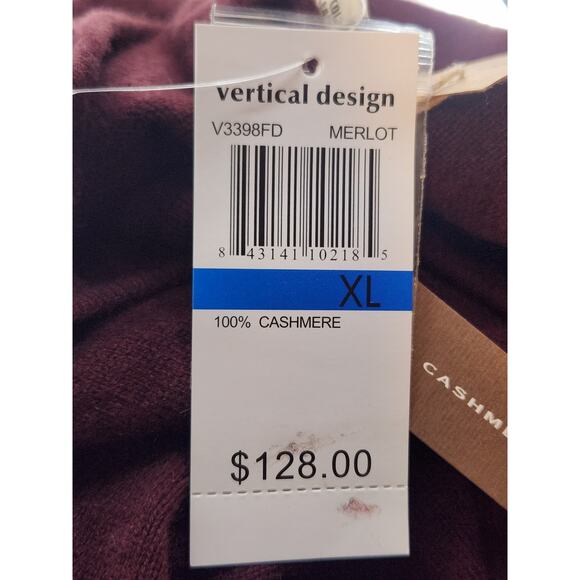 Vertical Design Cashmere Top Women's XL Merlot 2-Ply Short Sleeve Scoop Neck NWT - Picture 7 of 7